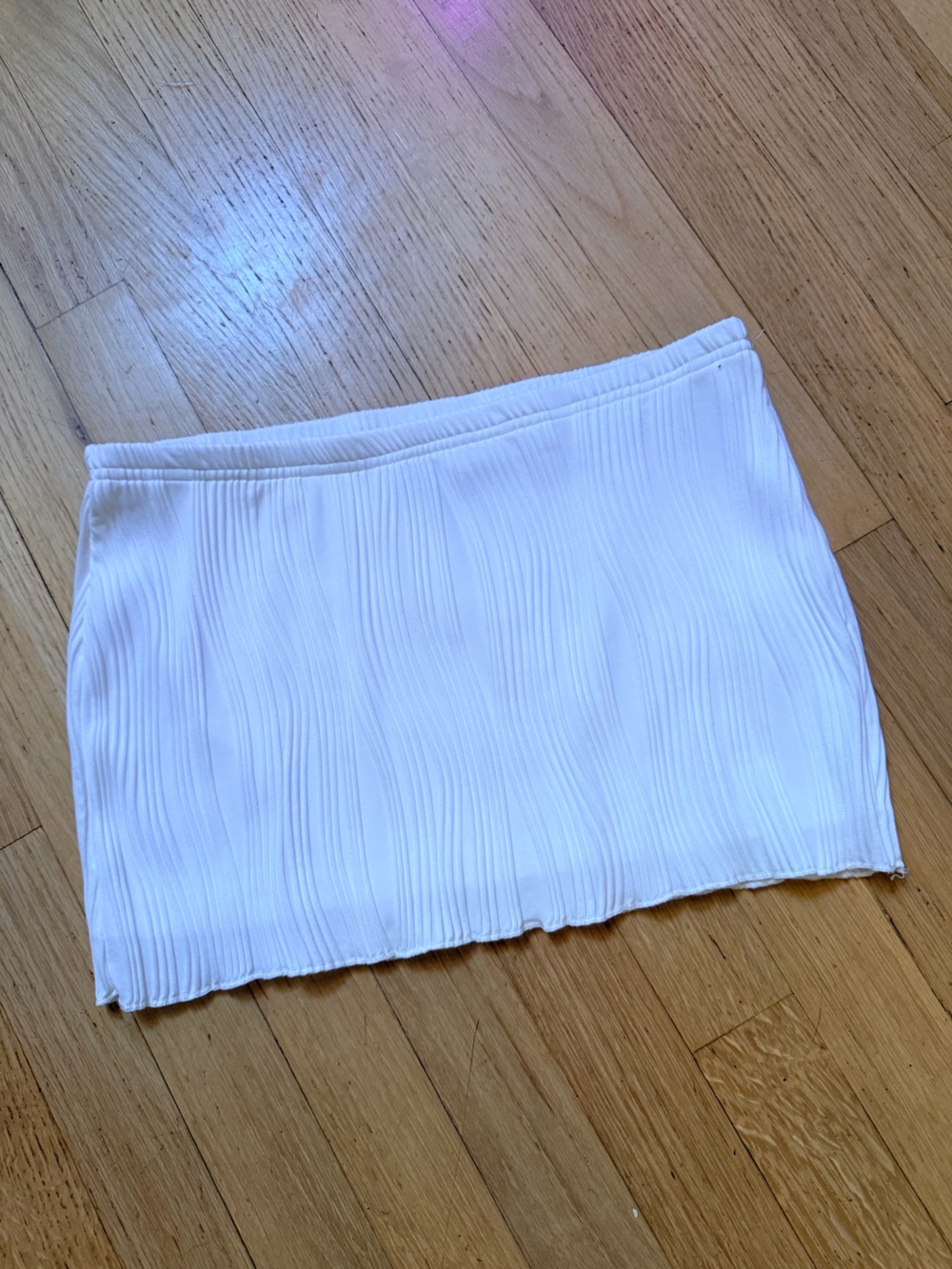 White Textured Mini Skirt